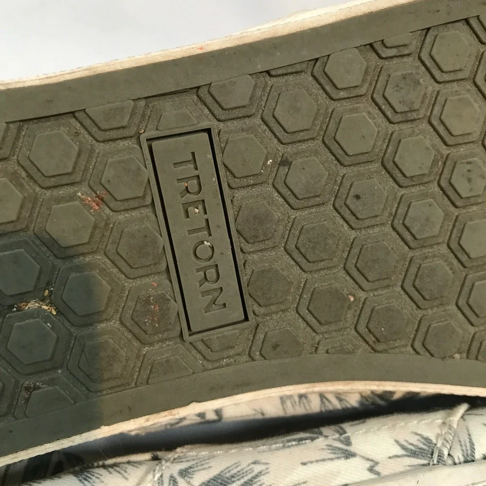 Tretorn Motto Palm Leaf Print Boat‎ Shoes Mens 10 Cream Grey Textile MTMOTTO4